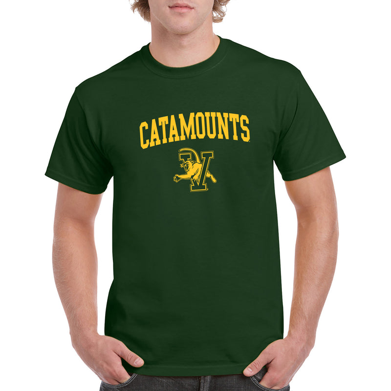 University of Vermont Catamounts Arch Logo Short Sleeve T Shirt - Forest