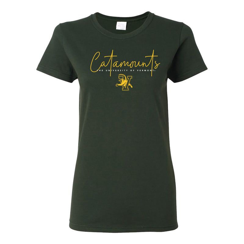 Vermont Thin Script Womens T-Shirt - Forest