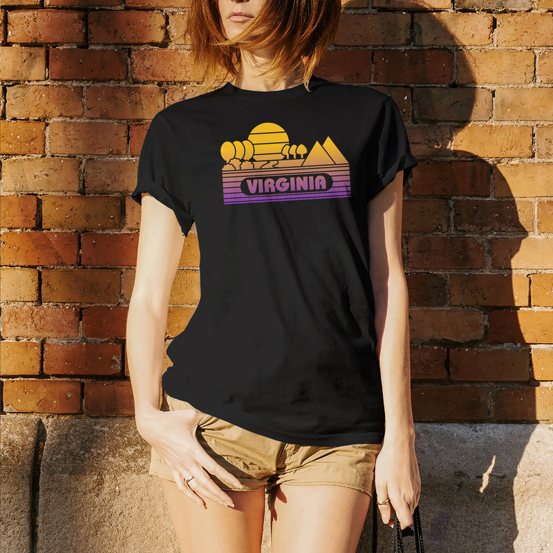 Virginia Groovy Sunset T-Shirt - Black