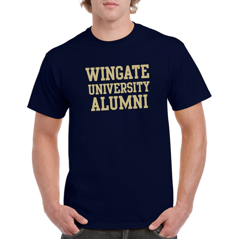 Wingate University Bulldogs Alumni Basic Block Cotton Short Sleeve T Shirt - Navy