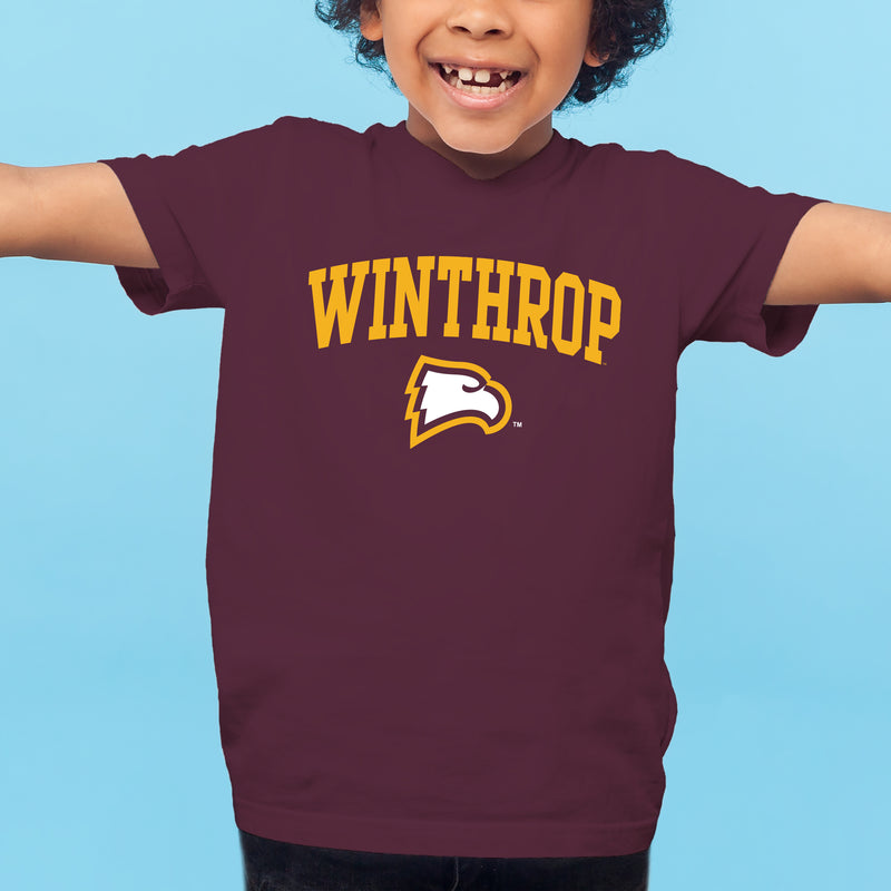 Winthrop University Eagles Arch Logo Youth Short Sleeve T Shirt - Maroon