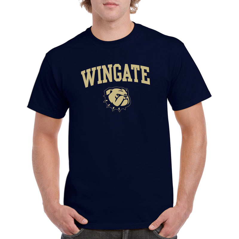 Wingate University Bulldogs Arch Logo Basic Cotton Short Sleeve T Shirt - Navy