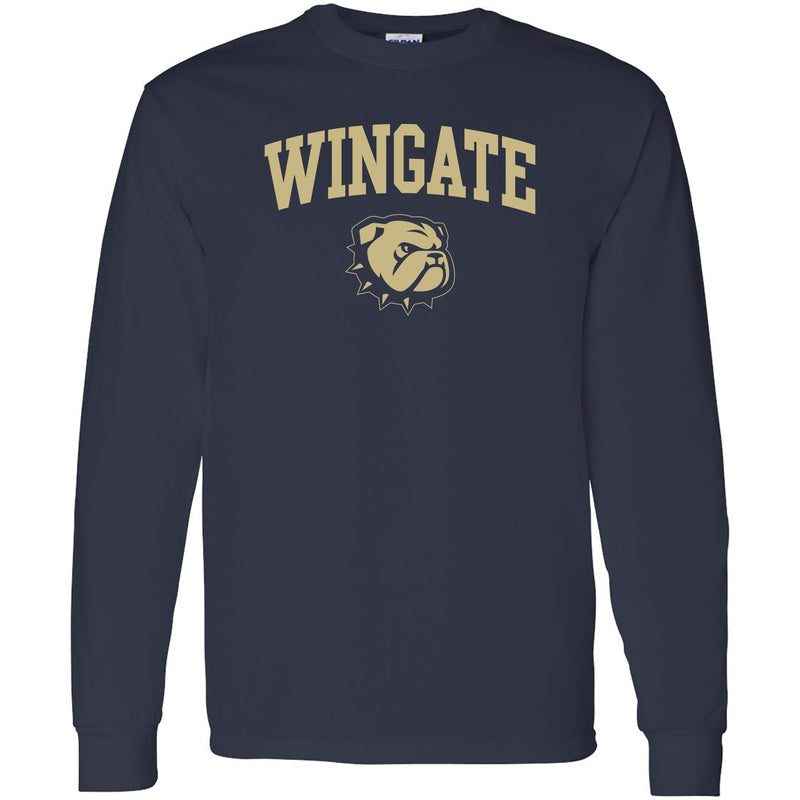 Wingate University Bulldogs Arch Logo Basic Cotton Long Sleeve T Shirt - Navy