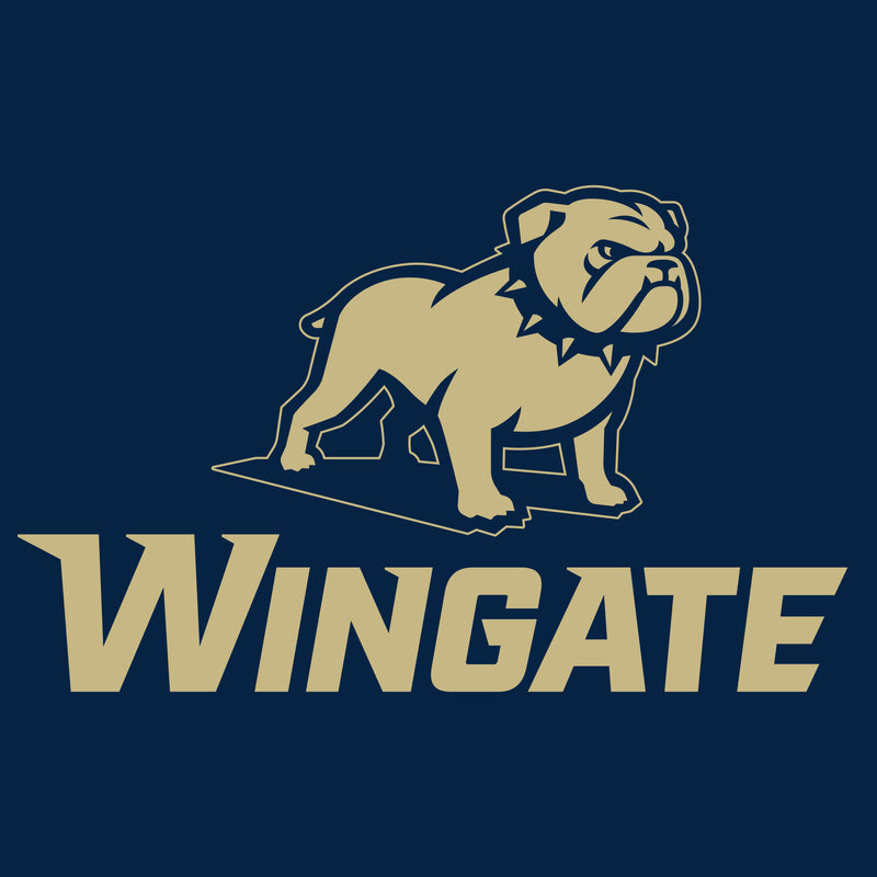 Wingate University Bulldogs Primary Logo Basic Cotton Womens Short Sleeve T Shirt - Navy