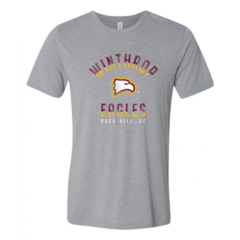 Winthrop University Eagles Division Arch Canvas Triblend Short Sleeve T Shirt - Athletic Grey Triblend