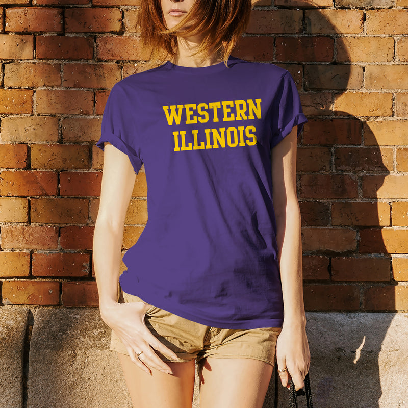 Western Illinois University Leathernecks Basic Block Short Sleeve T Shirt - Purple
