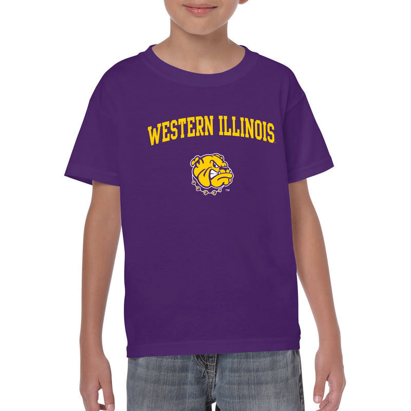 Western Illinois University Leathernecks Arch Logo Youth Short Sleeve T Shirt - Purple