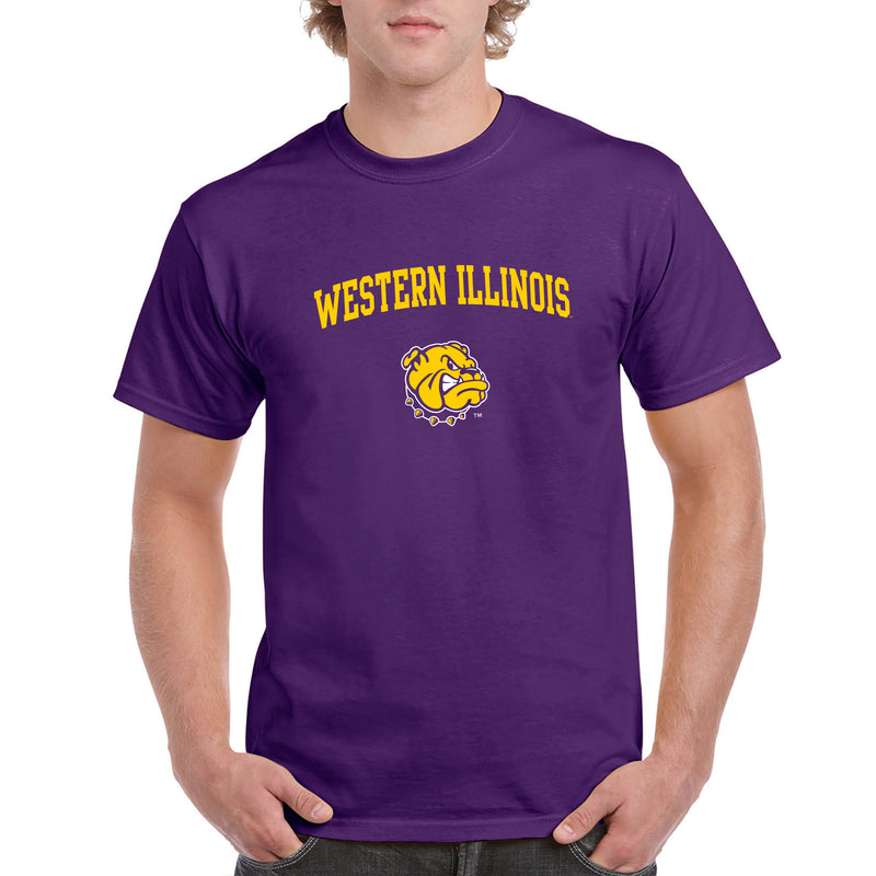 Western Illinois University Leathernecks Arch Logo Short Sleeve T Shirt - Purple