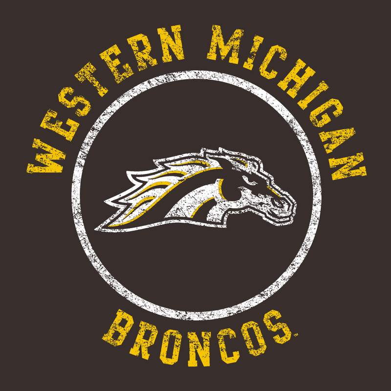 Western Michigan Distressed Circle Logo - Dark Chocolate
