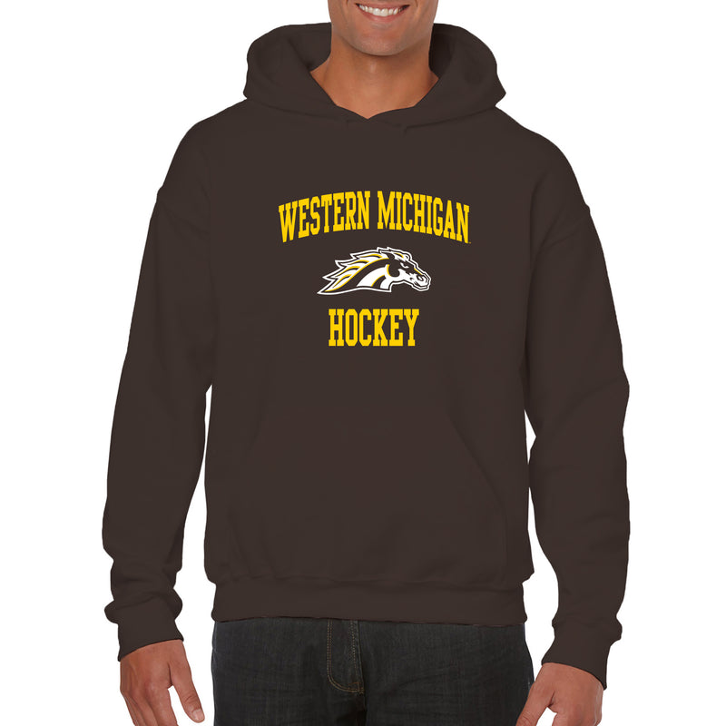 Western Michigan University Broncos Arch Logo Hockey Hooded Sweatshirt - Dark Chocolate