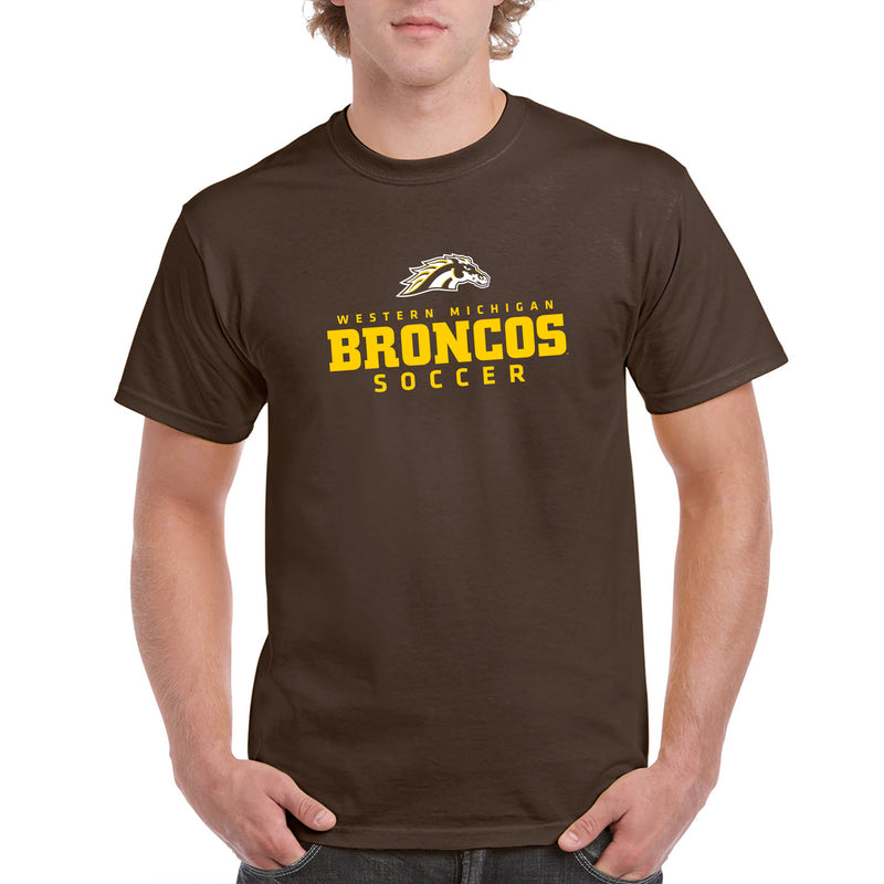 Western Michigan Mascot Wordmark Soccer T Shirt - Dark Chocolate