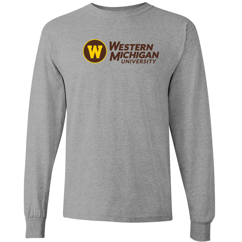 Western Michigan University Broncos Institutional Logo Long Sleeve T Shirt - Sport Grey