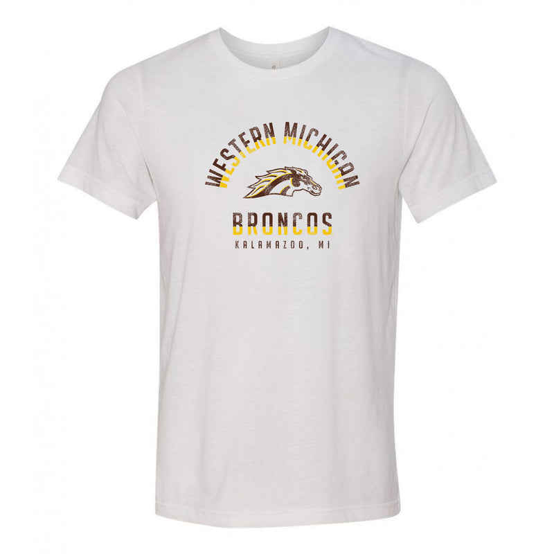 Division Arch Western Michigan Broncos Canvas Triblend Short Sleeve T Shirt - Solid White