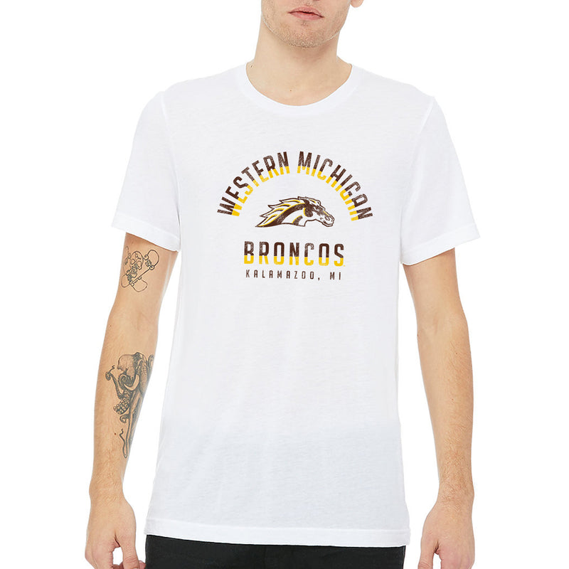 Division Arch Western Michigan Broncos Canvas Triblend Short Sleeve T Shirt - Solid White