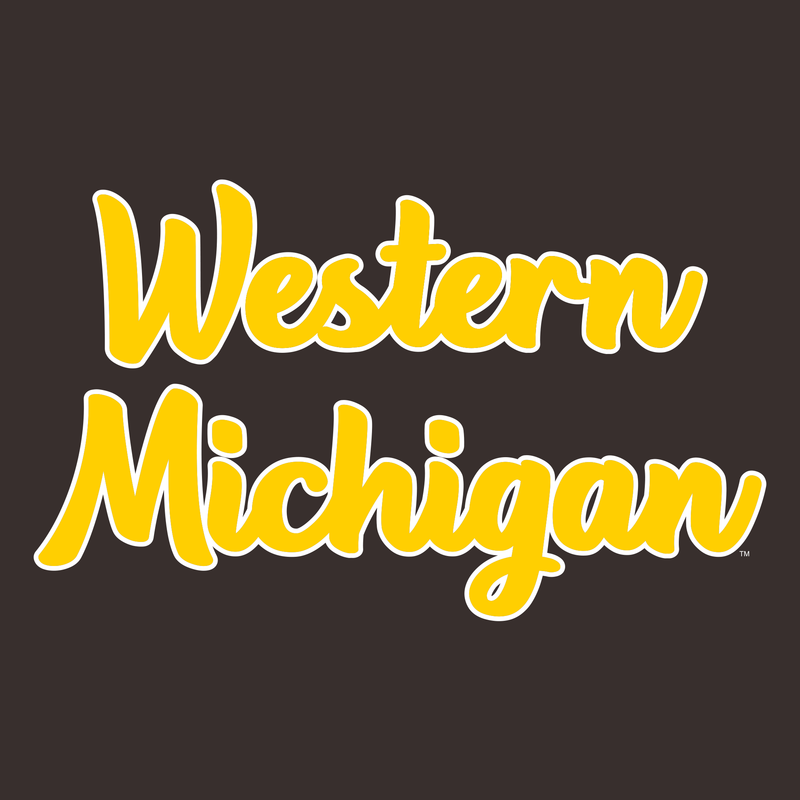 Basic Script Western Michigan Basic Cotton Long Sleeve T Shirt - Dark Chocolate