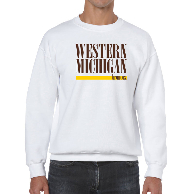 Western Michigan University Broncos Boldline Basic Cotton Crewneck Sweatshirt - White