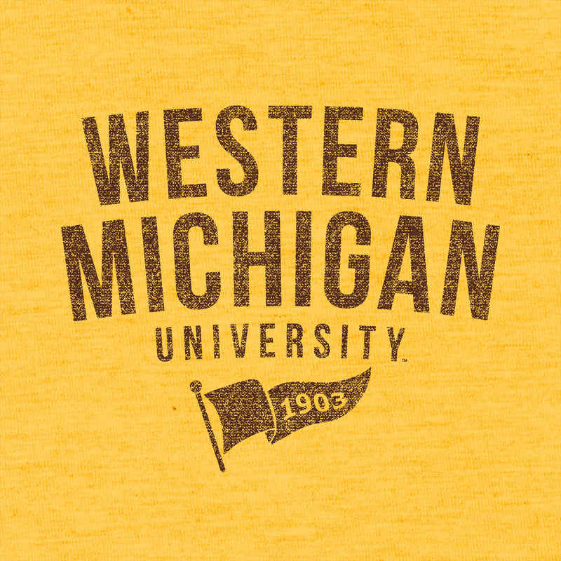 Western Michigan University Broncos 1903 Banner Canvas Short Sleeve Triblend T-Shirt - Yellow Gold