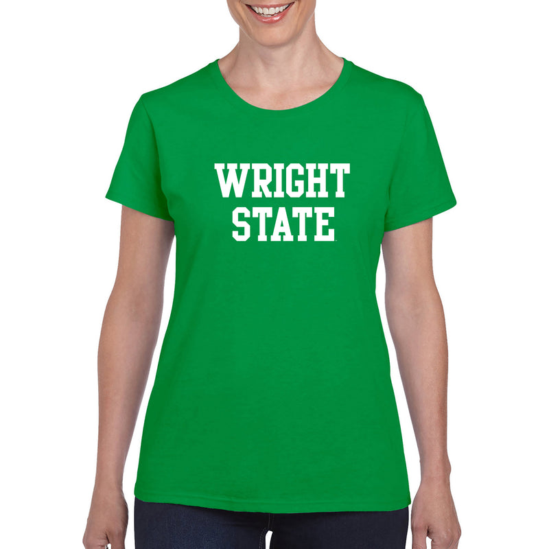 Wright State University Raiders Basic Block Womens Short Sleeve T Shirt - Irish Green