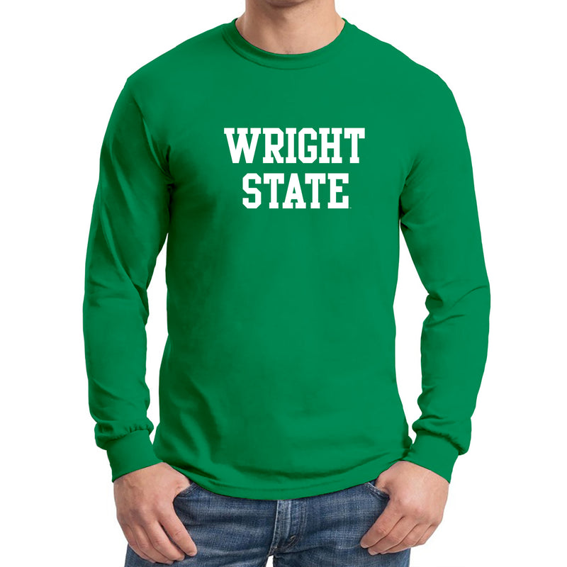 Wright State University Raiders Basic Block Long Sleeve T Shirt - Irish Green