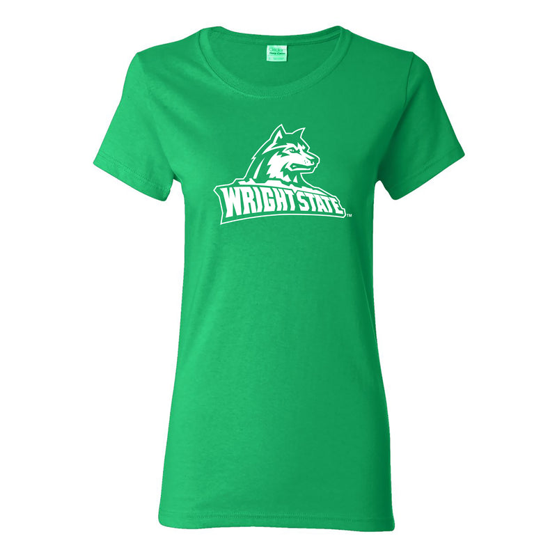 Wright State University Raiders Primary Logo Womens Short Sleeve T Shirt - Irish Green