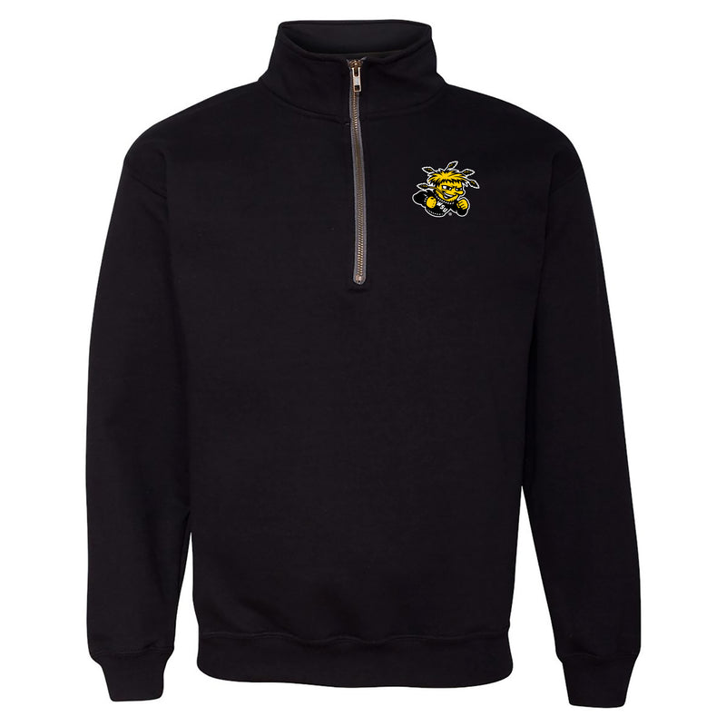 Wichita State University Shockers Primary Logo Left Chest Quarter Zip Sweatshirt - Black
