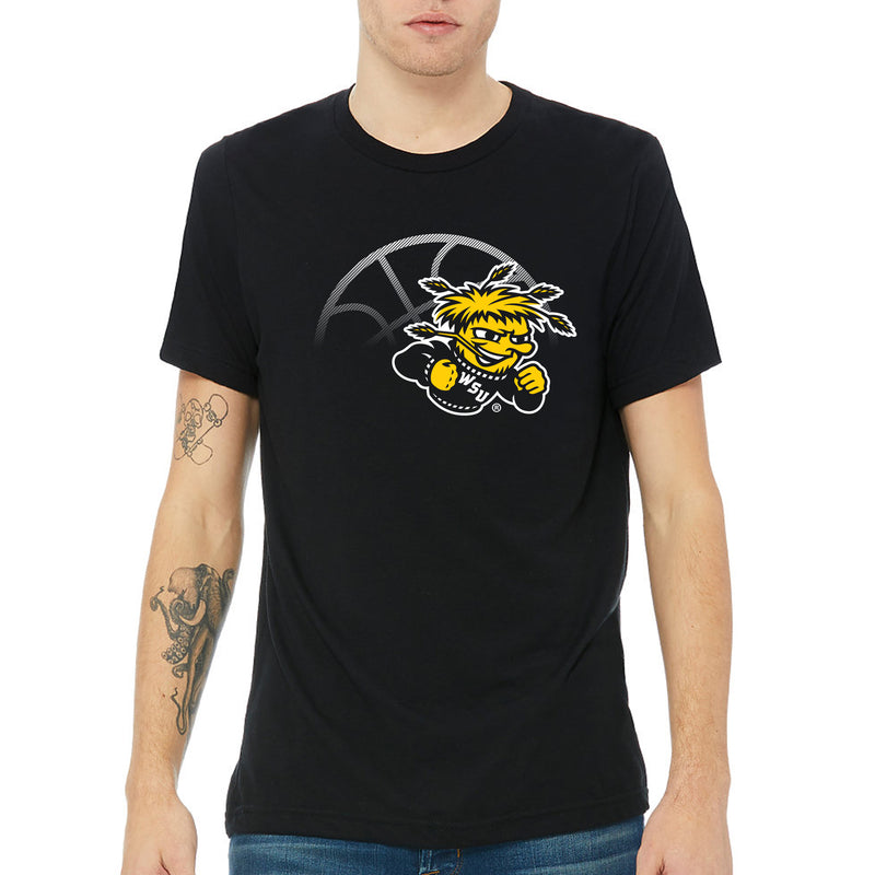 Wichita State University Shockers Fading Basketball Canvas Triblend T-Shirt - Solid Black