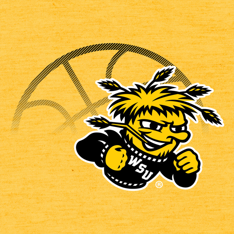 Wichita State University Shockers Fading Basketball Canvas Triblend T-Shirt - Yellow Gold