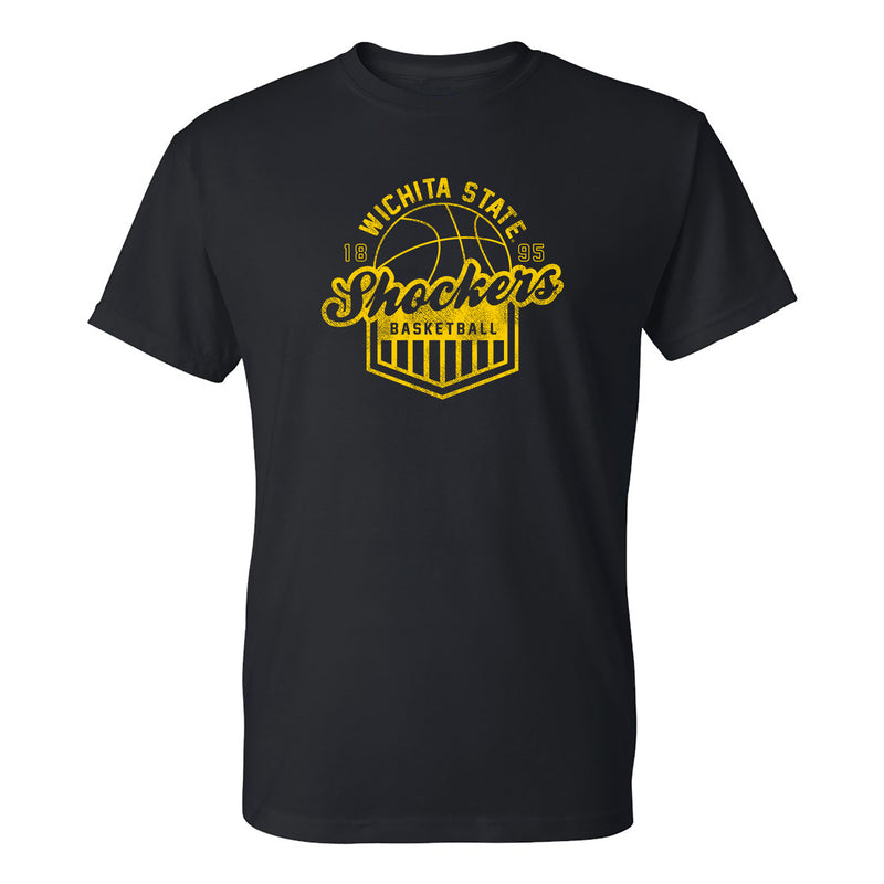 Wichita State University Shockers Vintage Basketball Shield Short Sleeve T Shirt - Black