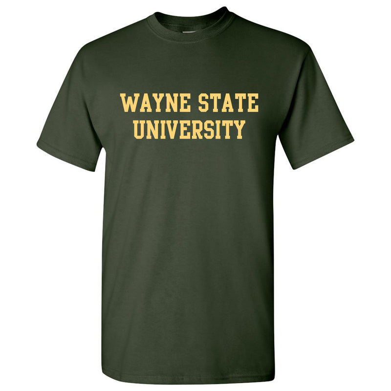 Wayne State University Warriors Basic Block Short Sleeve T-Shirt - Forest Green