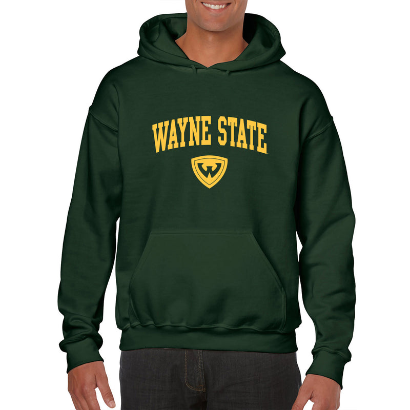 Wayne State University Warriors Arch Logo Heavy Blend Hoodie - Forest Green