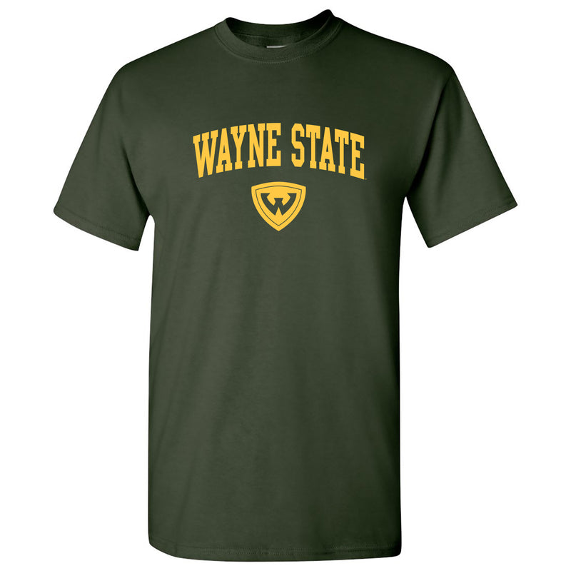 Wayne State University Warriors Arch Logo Short Sleeve T Shirt - Forest Green