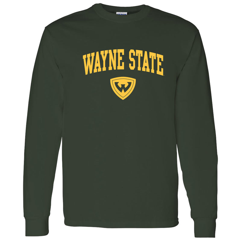 Wayne State University Warriors Arch Logo Long Sleeve T-Shirt - Forest Green