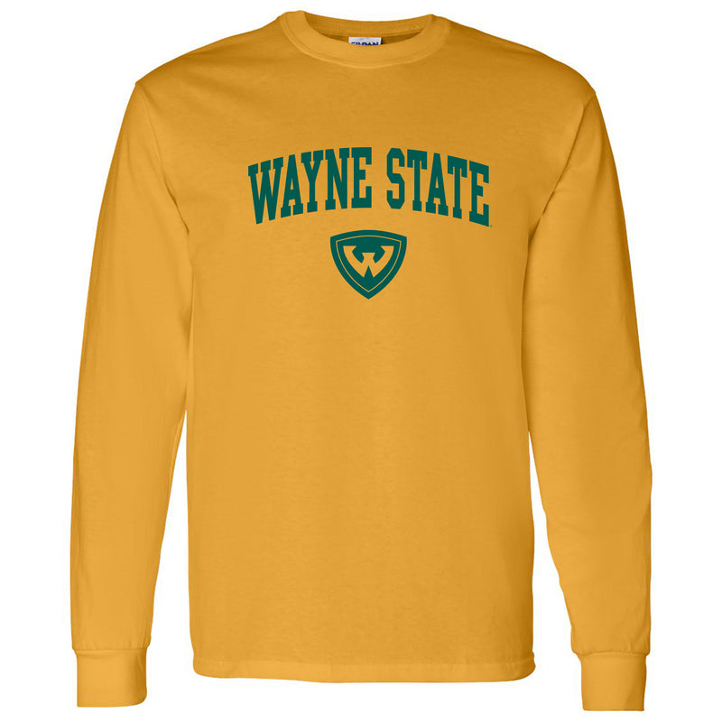 Wayne State University Warriors Arch Logo Long Sleeve T-Shirt - Gold