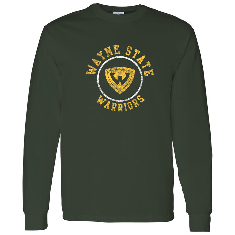 Wayne State University Warriors Distressed Circle Logo Long Sleeve T-Shirt - Forest