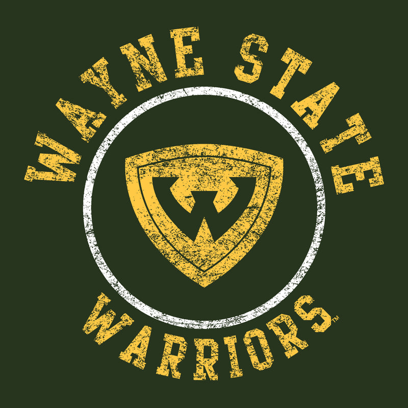 Wayne State University Warriors Distressed Circle Logo Youth Short Sleeve T Shirt - Forest