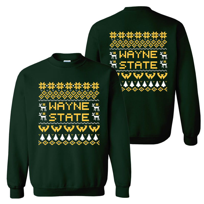 Wayne State Holiday Sweater Crewneck - Forest