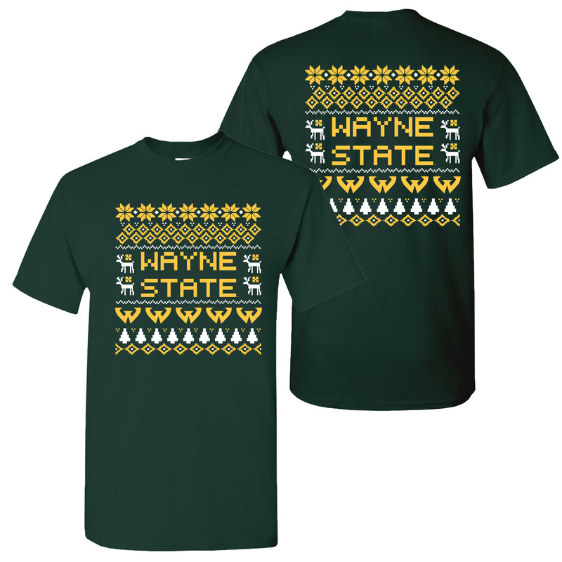 Wayne State Holiday Sweater T-Shirt - Forest