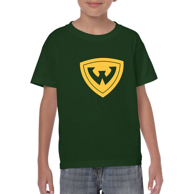 Wayne State University Warriors Primary Logo Youth Short Sleeve T-Shirt - Forest Green
