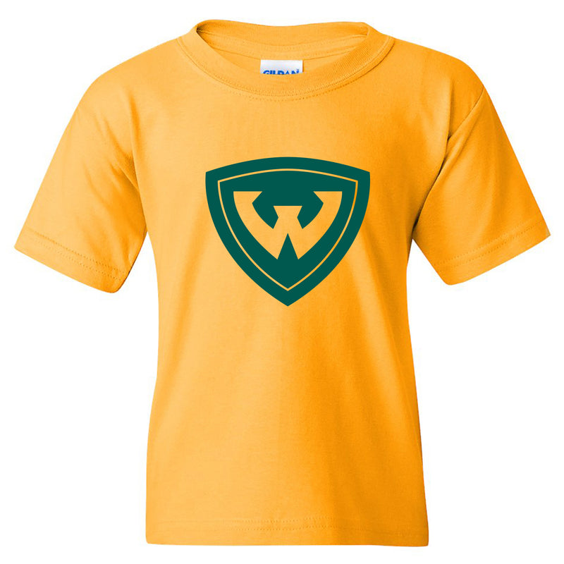 Wayne State University Warriors Primary Logo Youth Short Sleeve T-Shirt - Gold