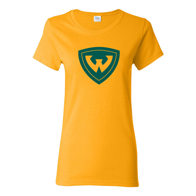Wayne State University Warriors Primary Logo Womens Short Sleeve T Shirt - Gold