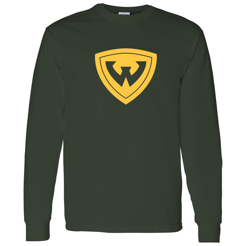 Wayne State University Warriors Primary Logo Long Sleeve T-Shirt - Forest Green