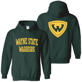 Wayne State University Warriors Front Back Print Heavy Blend Hoodie - Forest