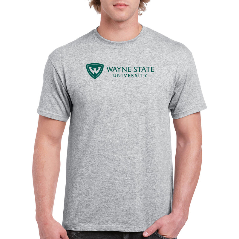 Wayne State University Warriors Institutional Logo Short Sleeve T Shirt - Sport Grey