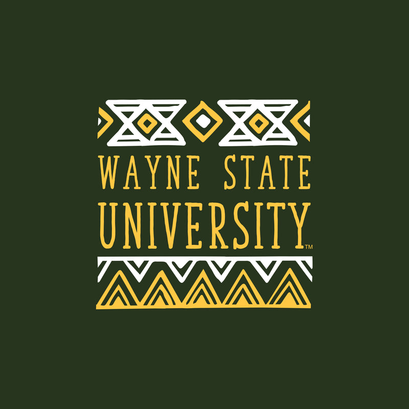 Wayne State University Warriors Aztec Pattern Emblem Long Sleeve T-Shirts - Forest