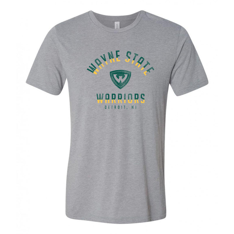 Wayne State University Warriors Division Arch Canvas Triblend Short Sleeve T Shirt - Athletic Grey