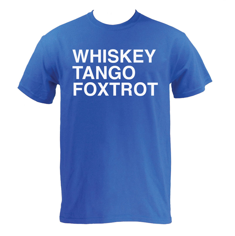 Whiskey, Tango, Foxtrot WTF Funny Humor Adult Basic Cotton T Shirt - Royal