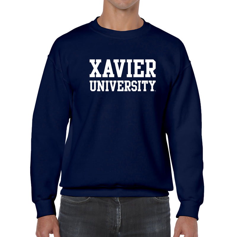 Xavier University Musketeers Basic Block Crewneck Sweatshirt - Navy