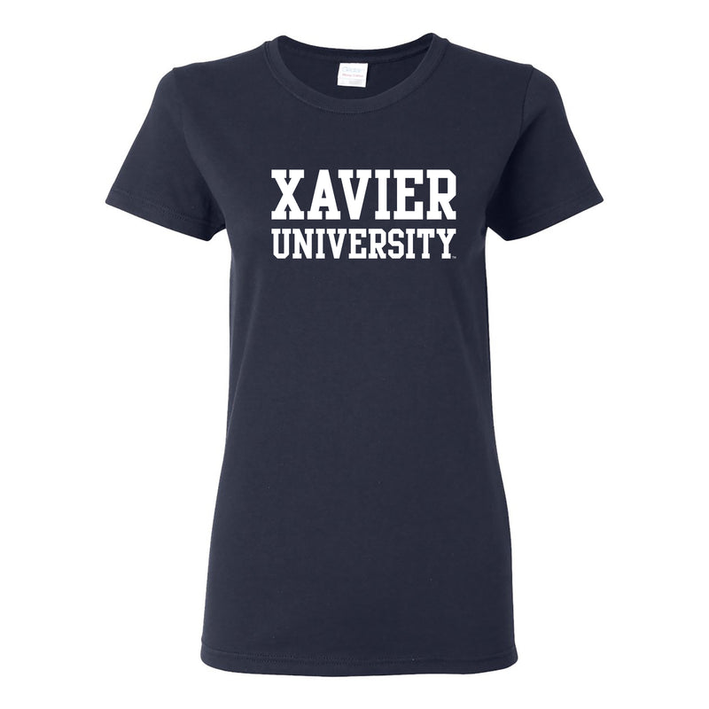 Xavier University Musketeers Basic Block Short Sleeve Womens T Shirt - Navy