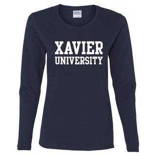 Xavier University Musketeers Basic Block Long Sleeve Womens T Shirt - Navy