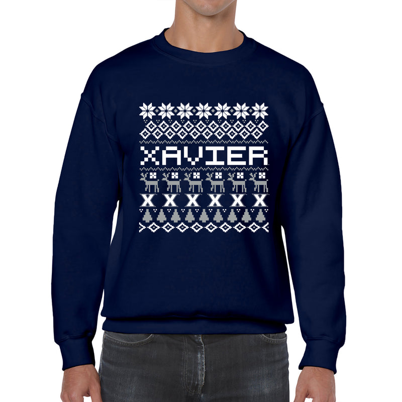 Xavier University Musketeers Ugly Holiday Sweater Crewneck Sweatshirt - Navy